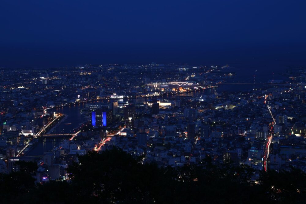 眉山の展望台から一望できる徳島市の夜景