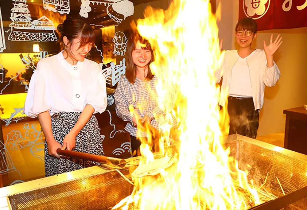 明神丸はなれの藁焼き体験