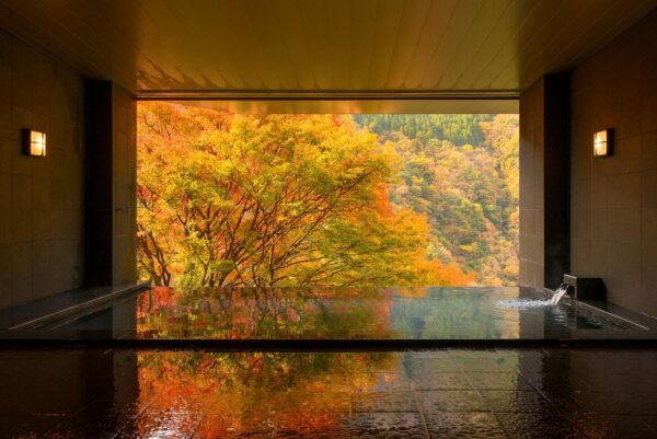 徳島・祖谷温泉の展望風呂
