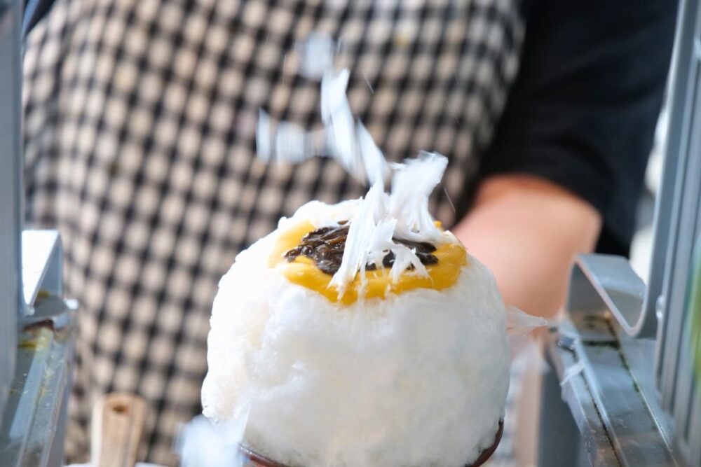 かき氷「カボチャプリン×ほうじ茶ジュレ」