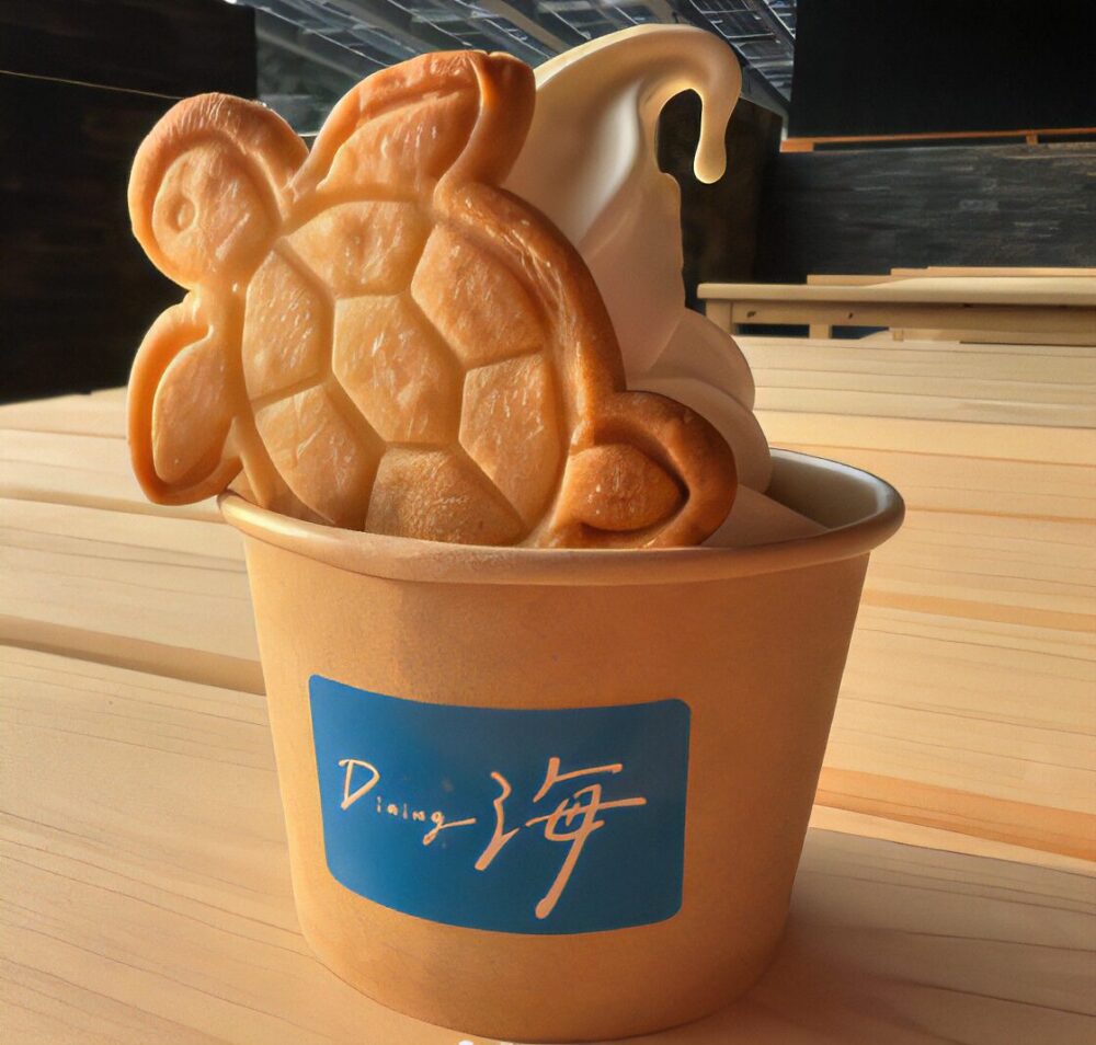 亀ヶ池温泉の亀クッキーソフトクリーム