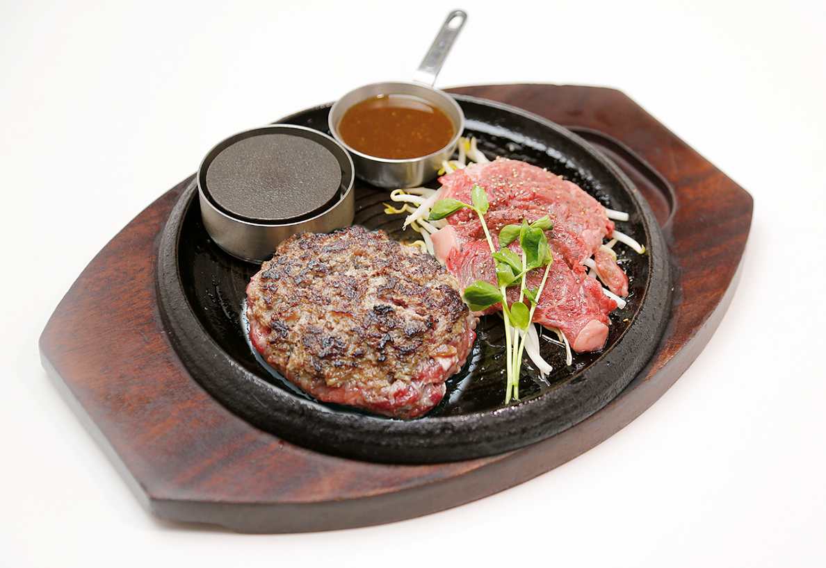 3代目アミーゴ森崎のオリーブ肉バーグ＆オリーブステーキコンボセット